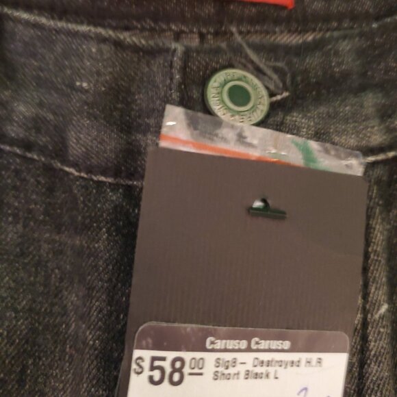 Signature 8 Anthropologie Denim Shorts Distressed Cut-off Shorts Black Sz L NEW - Picture 3 of 5